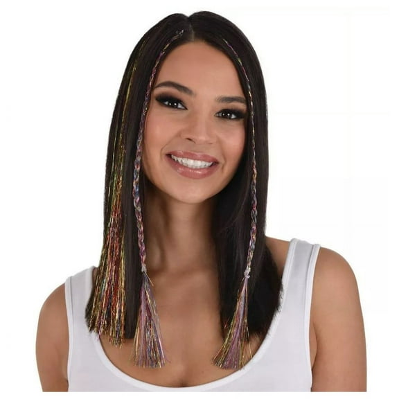 Rainbow Braid Hair Extensions - Tinsel - Pride - 90's - Costume Accessory