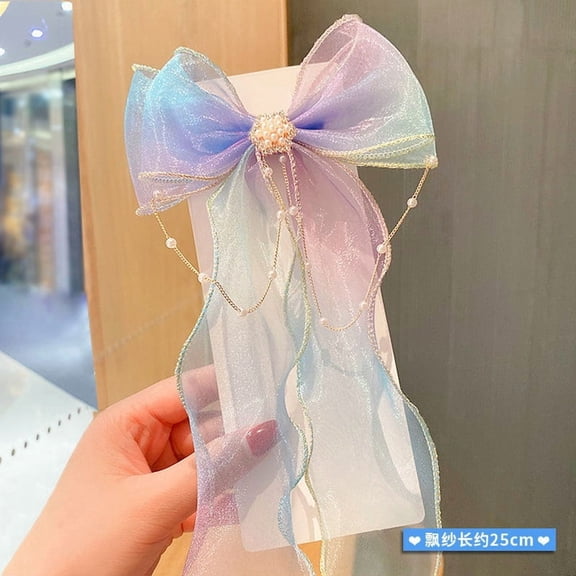 Rainbow Braided Bow Headpiece with Ponytail Streamers - Colorful Hair Accessory for Girls Women