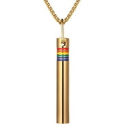 ESUNARTY Rainbow Breathing Necklace: Silver Stainless Steel Quit Smoking Silent Anxiety Relief Calming Mindfulness Tool Jewelry Gift for Men Women