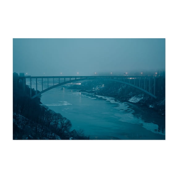 Rainbow Bridge, Niagara Falls 03 - Niagara Falls New York Photography Bridge Waterfall Winter Scenic Architecture Landscape Nature Unframed Wall Art Print 4 x 6 inches