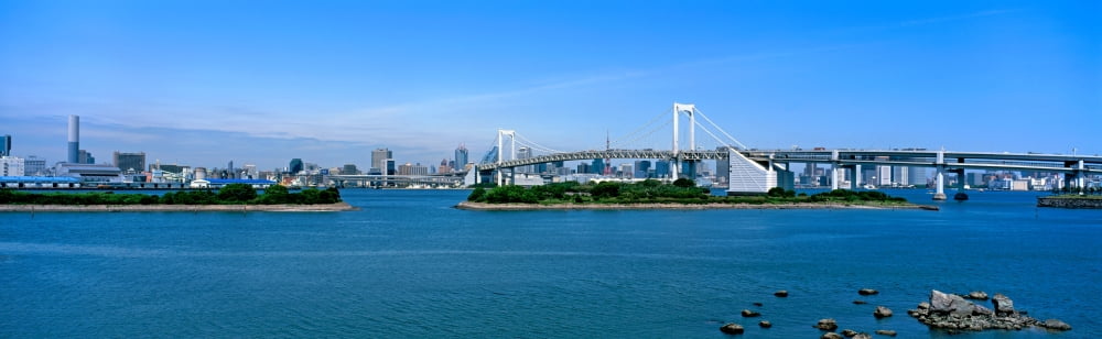 Rainbow Bridge over Tokyo Bay Tokyo Honshu Kanto Region Japan Canvas Art - Panoramic Images (5 x 15)