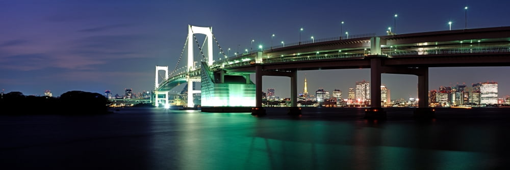 Rainbow Bridge over Tokyo Bay Tokyo Honshu Kanto Region Japan Canvas Art - Panoramic Images (6 x 18)