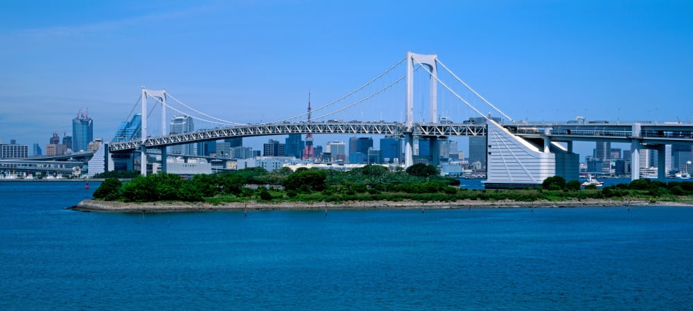 Rainbow Bridge over Tokyo Bay Tokyo Honshu Kanto Region Japan Canvas Art - Panoramic Images (7 x 15)