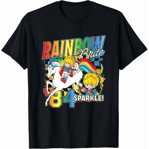 Rainbow Brite 84 Sparkle Poster T-Shirt BLACK Unisex S-5XL Hot Trending Shirt, Vintage Birthday Gift