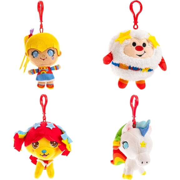 Rainbow Brite, Twink, Starlite & Puppy Brite Plush Backpack Clips 4-Pack Set