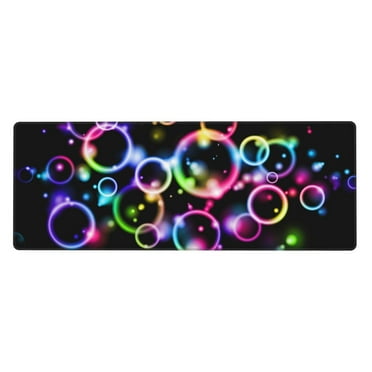 Rainbow Bubbles Mousepad Large Mouse Pad Desk Pad Computer Keyboard Mouse Mat With Non Slip Rubber Base 11.8" x 31.5"