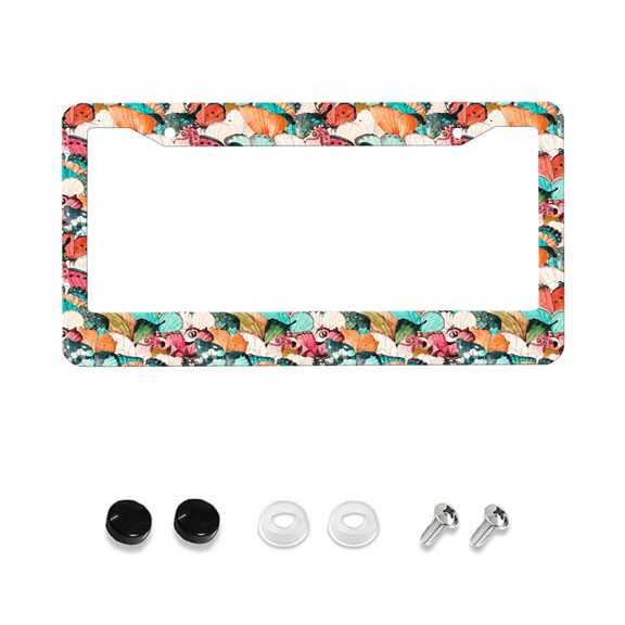Rainbow Butterfly License Plate Holder, Front License Plate Cover, Decorative Car Aluminum Decorative Car Label Holder, With Nut Car Accessories 2-Hole Us Canada Standard Size 12x6 Inch