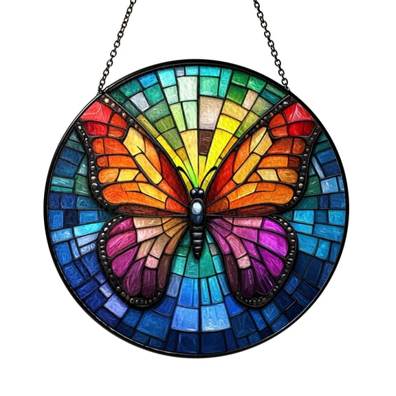 Rainbow Butterfly Pride Stained Glass Window Suncatcher, Identity Celebration Decor, Queer Home Ornament Gift