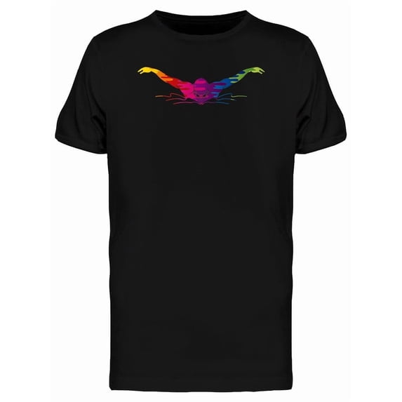 Rainbow Butterfly Stroke Graphic Tee Men's -Image by Shutterstock