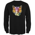 thumbnail image 1 of Rainbow Butterfly Unicorn Kitten Black Adult Long Sleeve T-Shirt - Small, 1 of 1
