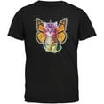 thumbnail image 1 of Rainbow Butterfly Unicorn Kitten Black Adult T-Shirt, 1 of 5