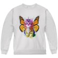 thumbnail image 1 of Rainbow Butterfly Unicorn Kitten Youth Sweatshirt White YLG, 1 of 1