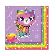Rainbow Butterfly Unicorn Kitty Cute Kids Birthday Party 16 Ct Beverage Napkins
