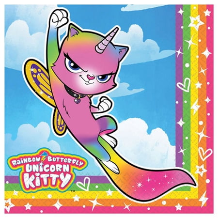 Rainbow Butterfly Unicorn Kitty Lunch Napkins (16ct)