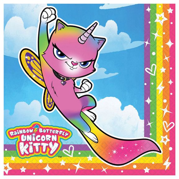 Rainbow Butterfly Unicorn Kitty Lunch Napkins (16ct)