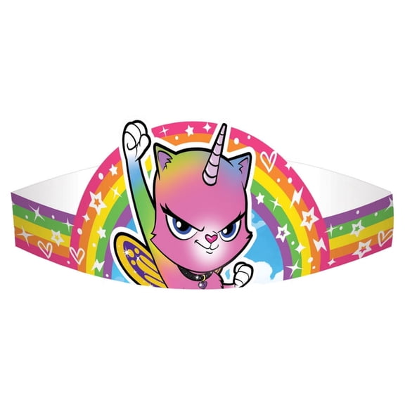 Rainbow Butterfly Unicorn Kitty Paper Party Crowns (8)