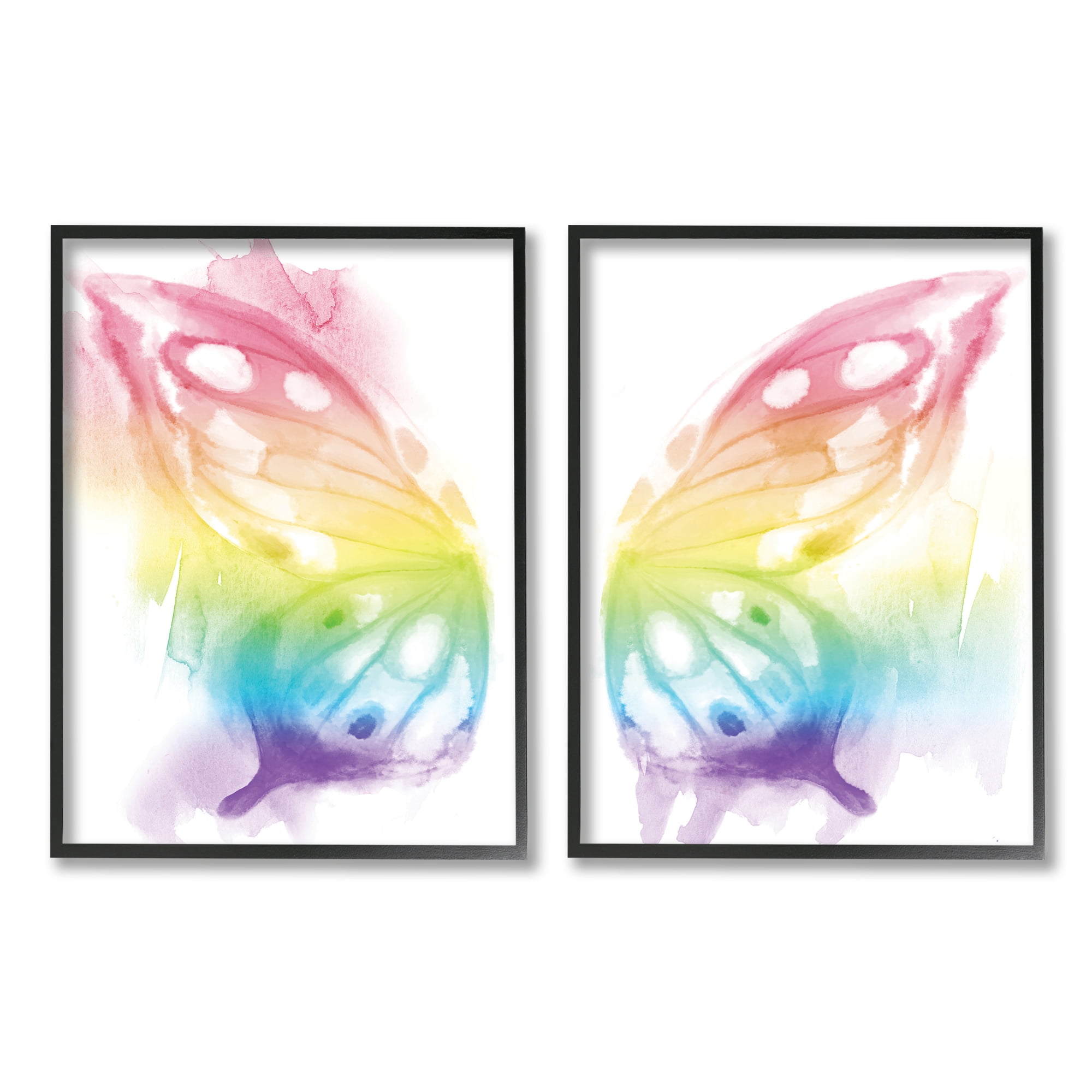 Stupell Industries Rainbow Butterfly Wings Playful Insect Pattern,2pc, each 11 x 14,Designed by Daphne Polselli