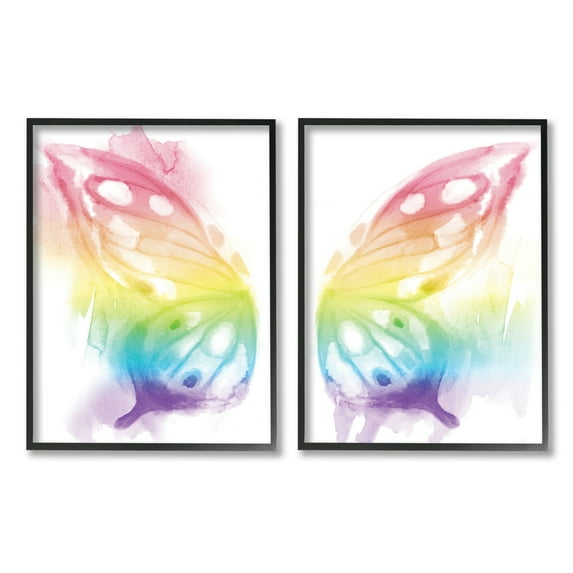 Stupell Industries Rainbow Butterfly Wings Playful Insect Pattern,2pc, each 11 x 14,Designed by Daphne Polselli