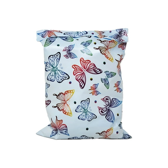 Rainbow Butterlies Designer 10x13, 14.5x19 Inch Poly Mailers, Self Seal Colorful Shipping Bags, Inner lining L, XL Envelopes Choose Sizes