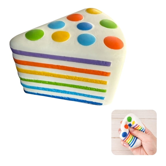 Rainbow Cake Soft Toy, Slow Rising Food Squeeze Stress Relief Fidget Toy, Cute Slice Cake Decompression Toy for Kids Adults Party Gift