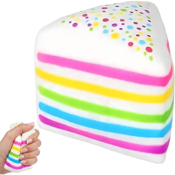 Rainbow Cake Squishy - Giant Layer Cake Slice Soft Squishy for Birthday Gift & Party