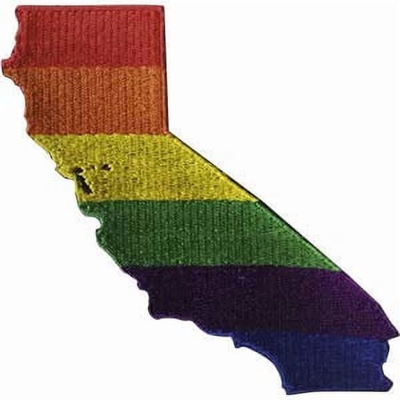 Rainbow California State Embroidered Patch Iron-On or Sew-On Applique, 2.68" x 2.73"