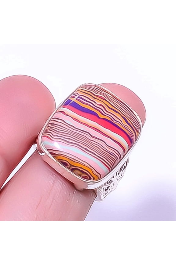 Rainbow Calsilica 925 Sterling Silver Israeli Jewelry Ring s.5.5 A58, Rainbow Calsilica Ring, Christmas Gift, New Year Sale, Gemstone Silver Jewelry
