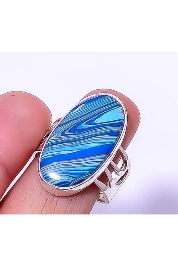 Rainbow Calsilica 925 Sterling Silver Jewelry Ring s.8.5 A327, Rainbow Calsilica Ring, Christmas Gift, New Year Sale, Gemstone Silver Jewelry