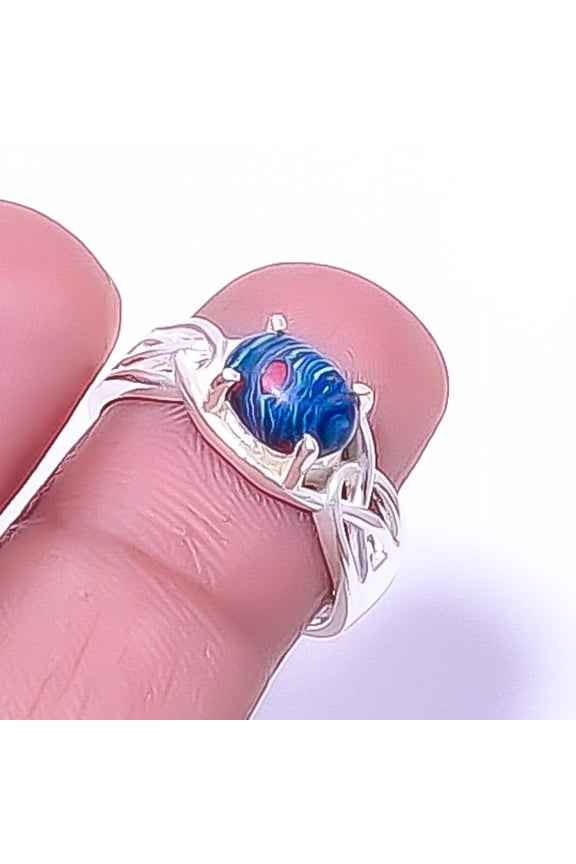 Rainbow Calsilica 925 Sterling Silver Solitaire Ring s.6.5 R7645-35, Christmas Gift, Gemstone Silver Jewelry, Rainbow Calsilica Ring, New Year Sale