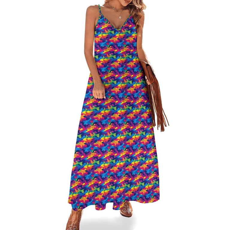 Rainbow Camo Sleeveless Dress Dresses Women Summer Women's Summer Clothing