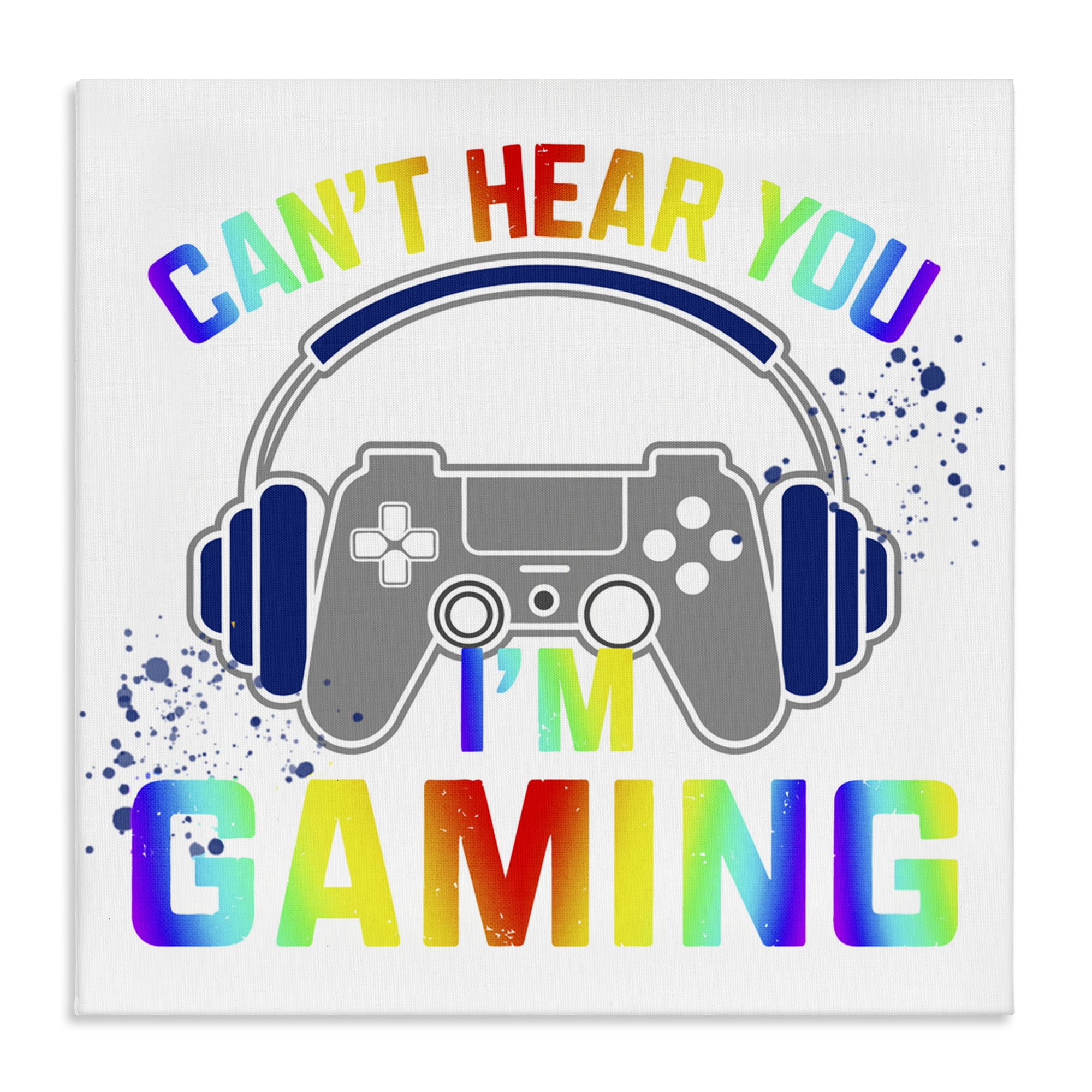 Rainbow Can't Hear You Gaming Canvas Wall Art, design by Kim Allen