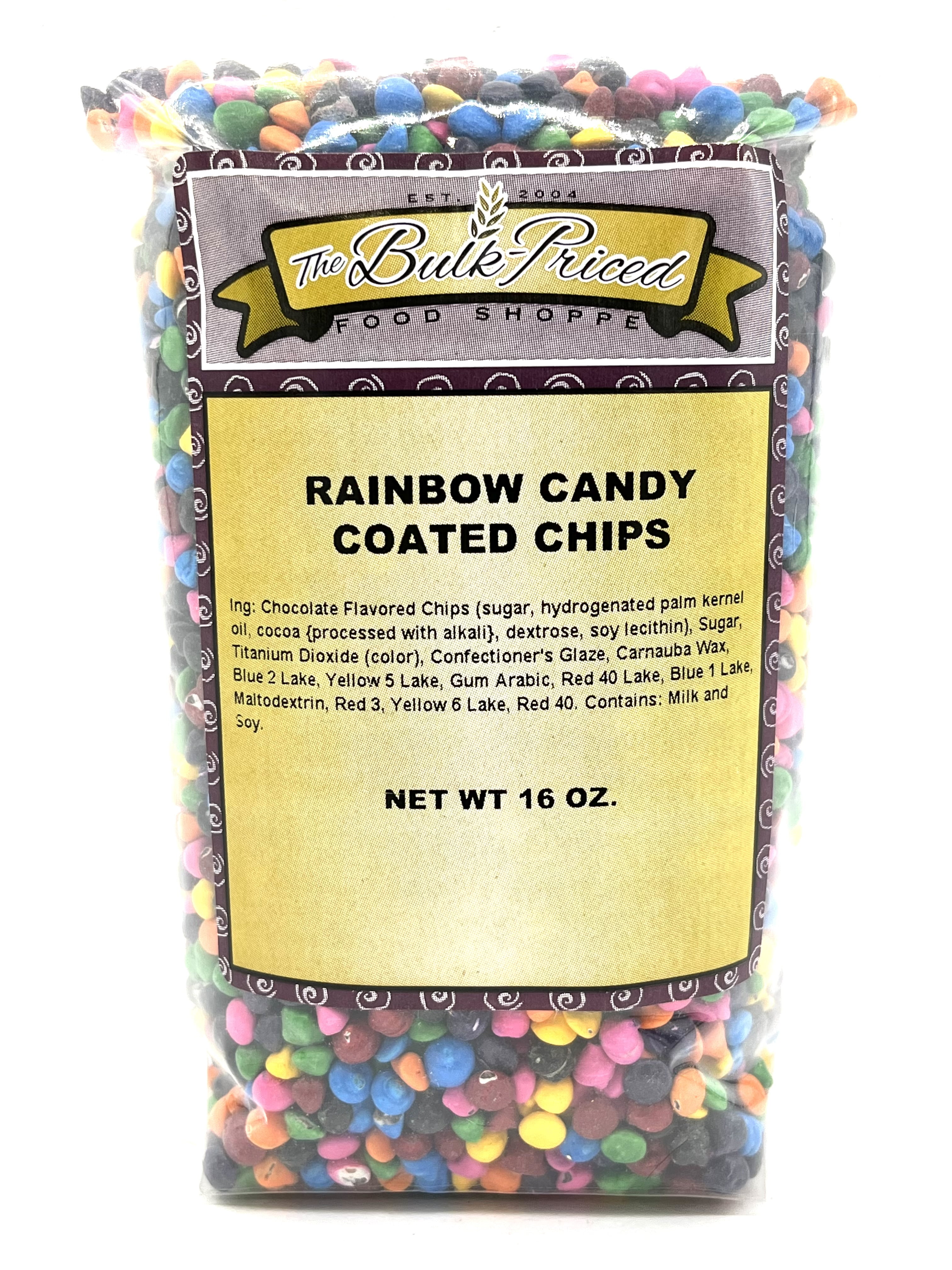 Rainbow Candy Coated Chocolate Chips, Bulk Size (1 lb. Resealable Zip Lock Stand Up Bag)