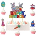 Rainbow Candy Toppers Happy Easter Glitter Cake Topper Easter Egg Decor