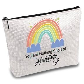 Rainbow Canvas Makeup Bags Cosmetic Bag Zipper Pouches Toiletry Travel Bag Purse
