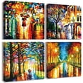 thumbnail image 1 of Rainbow Canvas Paintings Fall Tree Picture Abatract Nature Artwork Colorful Landscape Living Room 4 Panel Framed Decoration (12x12inch, B), 1 of 6