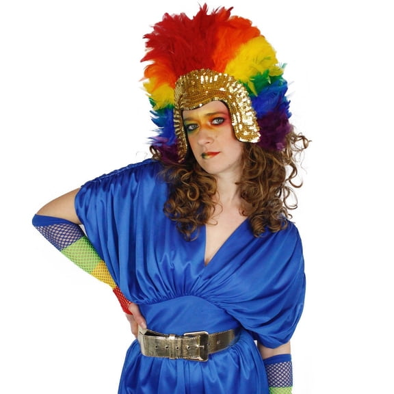 Rainbow Carnival Costume Feather Headpiece - Halloween Cosplay Party Hair Accessories - Mardi Gras Carnival Costume Accessory