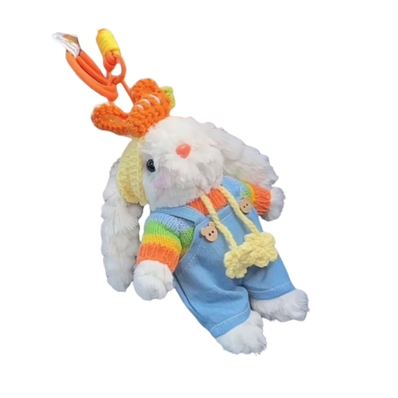 Rainbow Carrot Lop Eared Rabbits Keychain Soft Plush Animal Pendant Keyring Adorable Handmade for Kids and Women