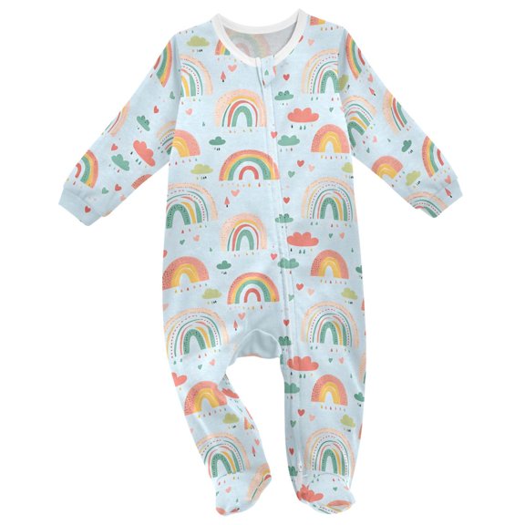 Rainbow Cartoon Cloud Baby Sleeper One-Piece Footies Newborn Roomper 12Months