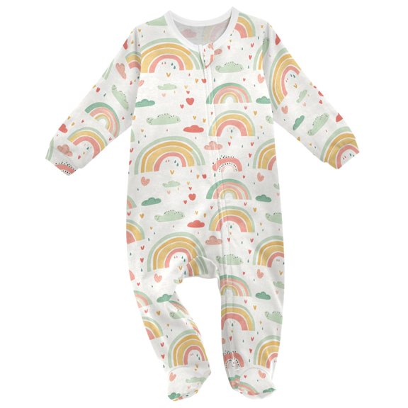 Rainbow Cartoon Clouds Baby Sleeper One-Piece Footies Newborn Roomper 9Months