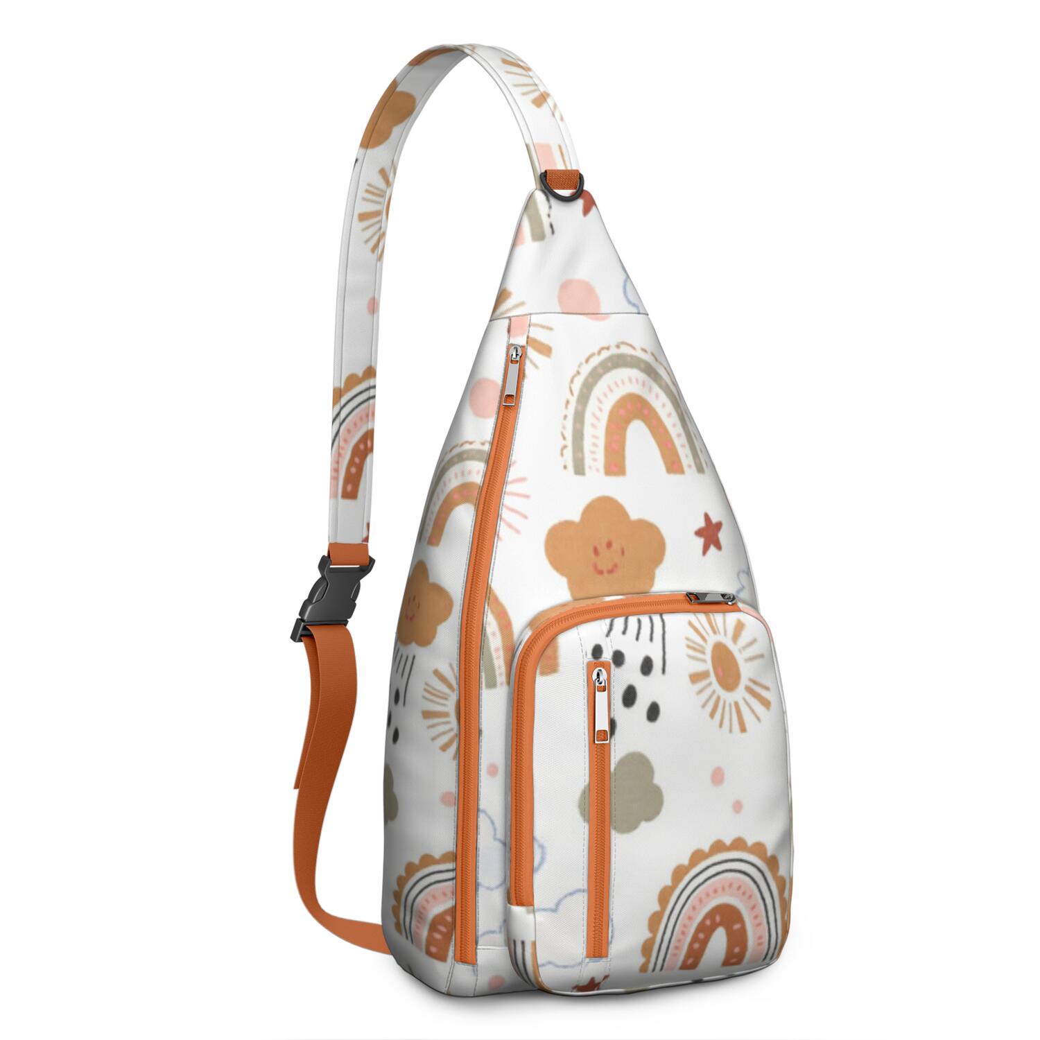 Rainbow Cartoon Crossbody Sling Bag Crossbody Travel Hiking Chest Backpack Shoulder Daypack for Cycling Mountain Climbing