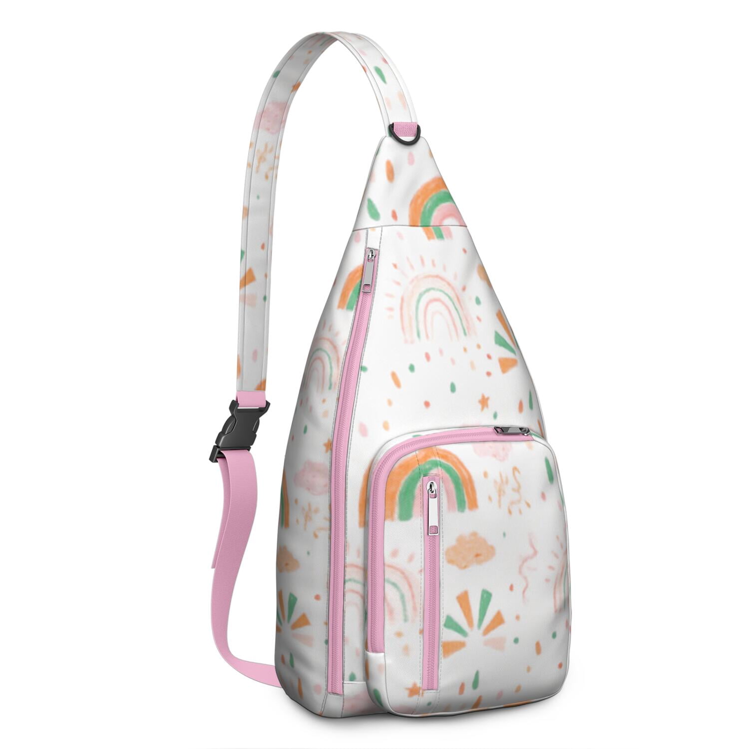 Rainbow Cartoon Crossbody Sling Bag Crossbody Travel Hiking Chest Backpack Shoulder Daypack for Cycling Mountain Climbing