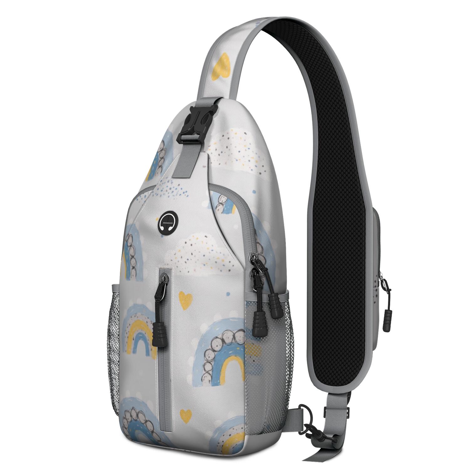 Rainbow Cartoon Crossbody Sling Bag for Women Men Hiking Sling Backpack Sling Backpack for Traveling Office Hiking Sling Pack Trendy Sling Backpack