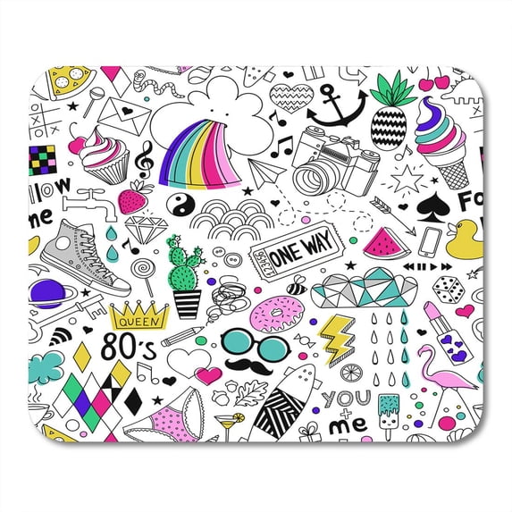 Rainbow Cartoon Doodle Cute Funny Children Drawing Pineapple Sweet Mousepad Mouse Pad Mouse Mat 9x10 inch