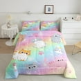 thumbnail image 1 of Rainbow Cat King Bedding Sets For Girls,Kids Cute Cat Comforter Set Teen Pastel Gradient Glitter Stars Cat Bed Comforter Sets Cartoon Animal Kitten Paw Quilt 2 Pillow Cases Colorful, 1 of 7