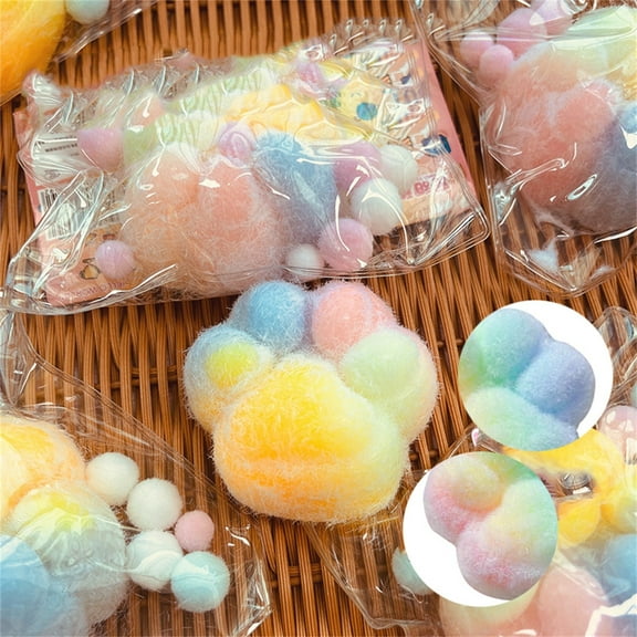 Rainbow Cat Paw Stress Relief, Large Squeeze Sensory for Decompression, Soft Slow Rising Taba Style Fidget, Hand Therapy Novelty, Desk Accessory​