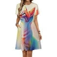 thumbnail image 1 of Rainbow Cat Sundress Short Sleeve Dress Summer Women Clothes Dress for Women Dresses, 1 of 7