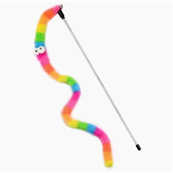 Rainbow Cat Teaser, an interactive plush toy, perfect for indoor cats, kittens, and playful small pets