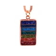 thumbnail image 1 of Rainbow Chakra Striped Rectangle Crushed Chip Stone Inlay Copper Metal Healing Orgonite Pendant Adjustable Necklace - Womens Fashion Handmade Jewelry Boho Accessories, 1 of 3