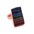 thumbnail image 1 of Rainbow Chakra Striped Rectangle Crushed Chip Stone Inlay Orgonite Copper Metal Adjustable Ring - Womens Fashion Handmade Jewelry Boho Accessories, 1 of 3