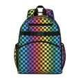 thumbnail image 1 of Rainbow Checkerboard Backpack for School,Cute School Bag,Schoolbag with Adjustable Shoulder Straps & Padded Back,15.25"x11.5"x5.25", 1 of 6